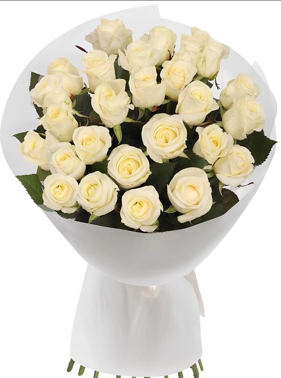 25 Adet Beyaz Gül Buketi